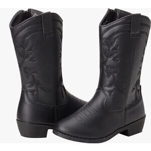 Kensie Girl Brown Faux Leather Bling Embroidered Western Cowboy Boots Size 3